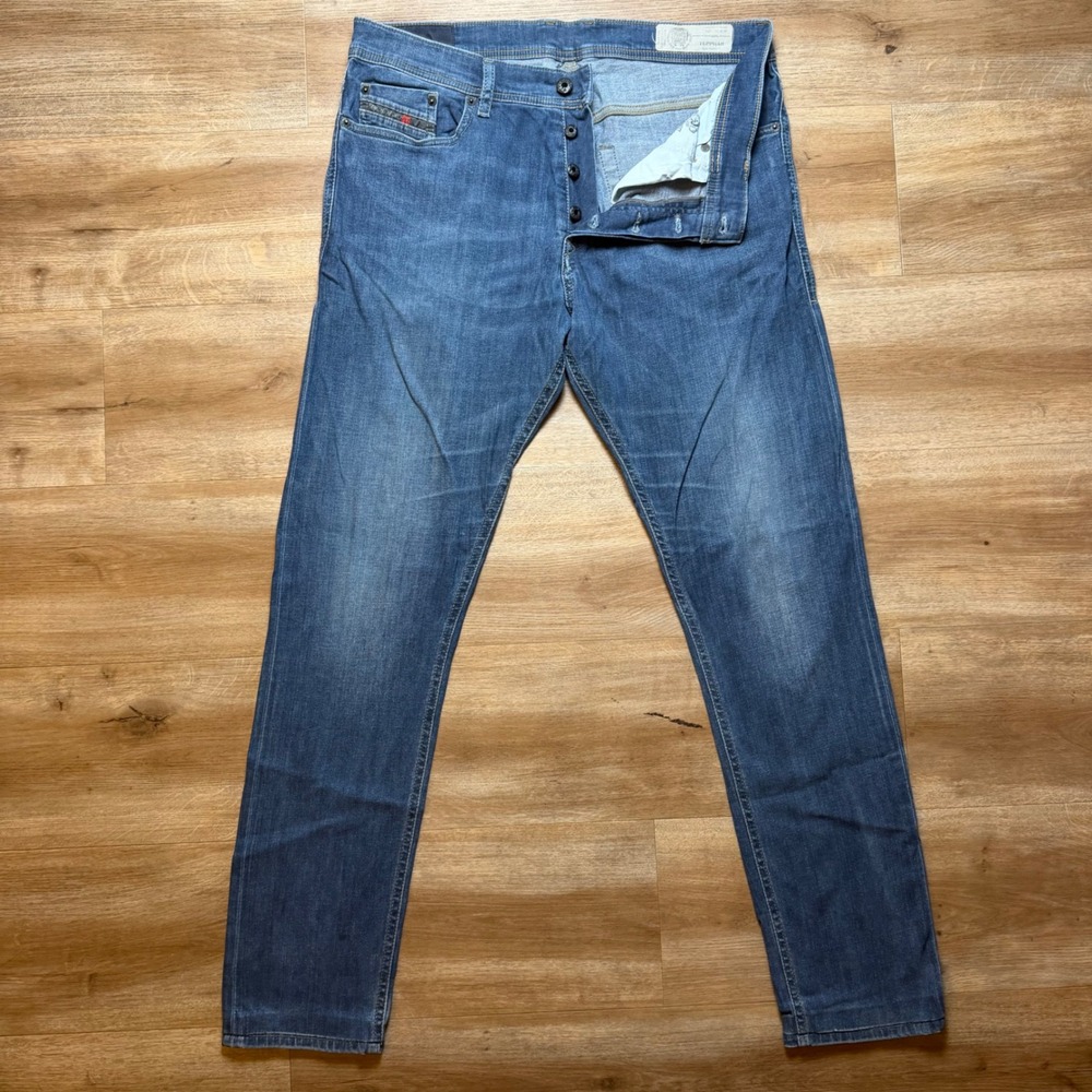 Diesel Tepphar Jeans Mens 33x32 Blue Slim Carrot Stretch Denim Pants 0679I‎